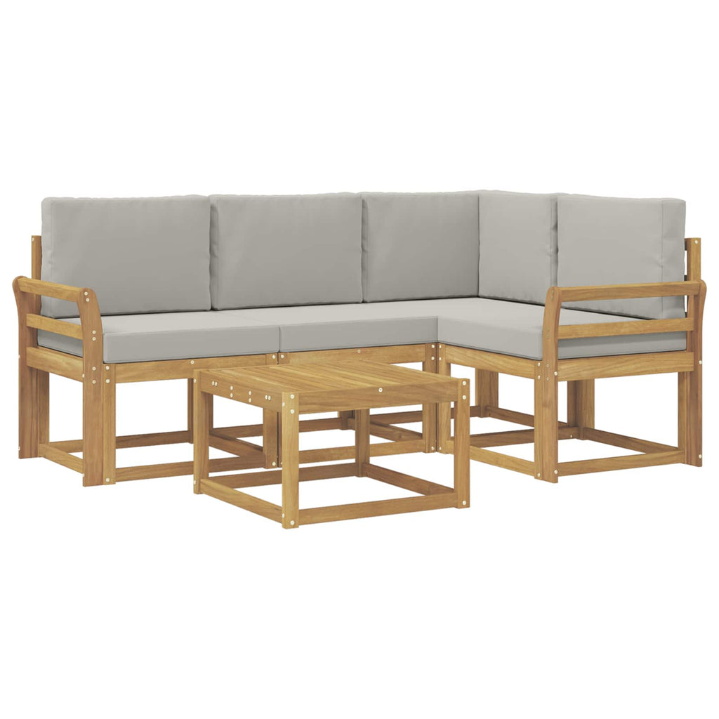 Outdoor-Sofagarnitur 5 pcs Weiß und Hellgrau 59 x 59 x 37 cm