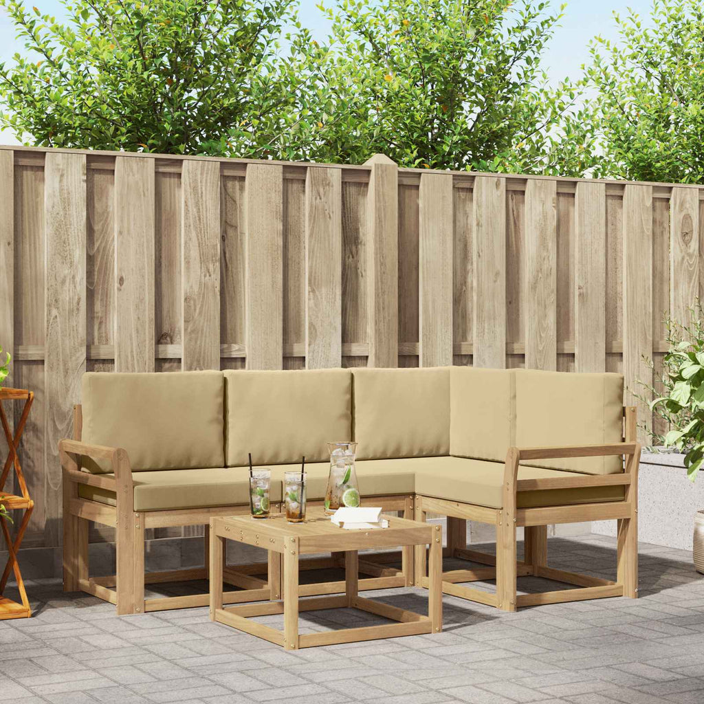 Outdoor-Sofagarnitur mit Kissen 5 pcs Weiß und Beige