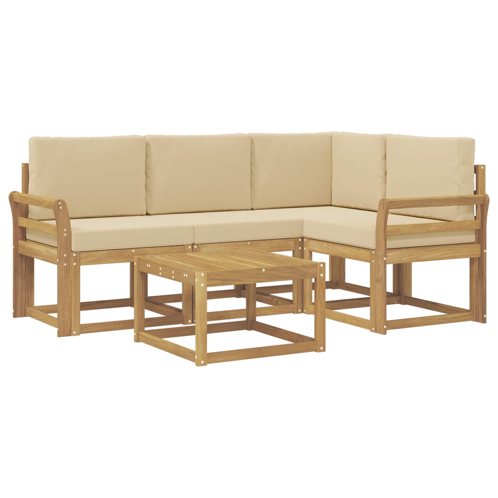Outdoor-Sofagarnitur mit Kissen 5 pcs Weiß und Beige