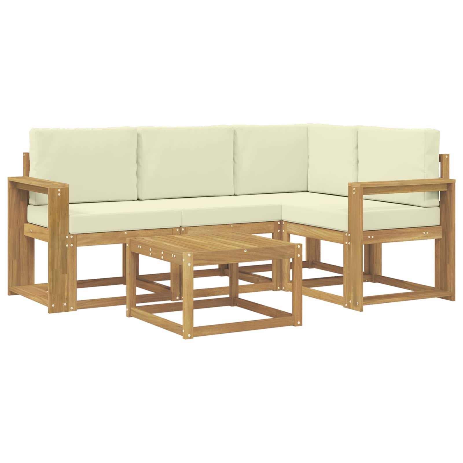 Outdoor-Sofagarnitur mit Kissen 5 pcs Weiß und Creme