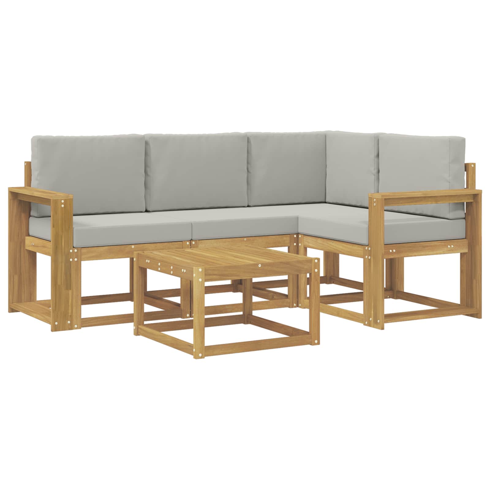 Outdoor-Sofagarnitur 5 pcs Weiß und Hellgrau 59 x 59 x 37 cm