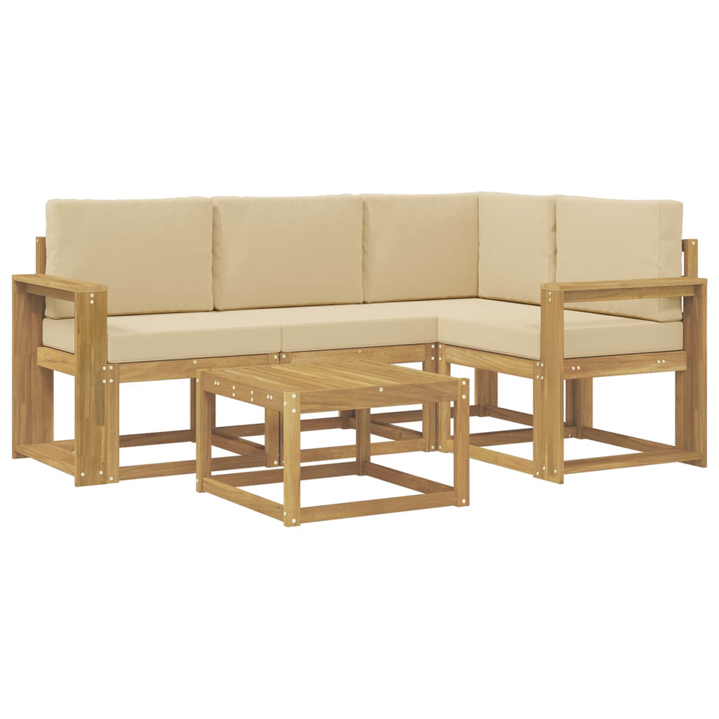 Outdoor-Sofagarnitur mit Kissen 5 pcs Weiß und Beige