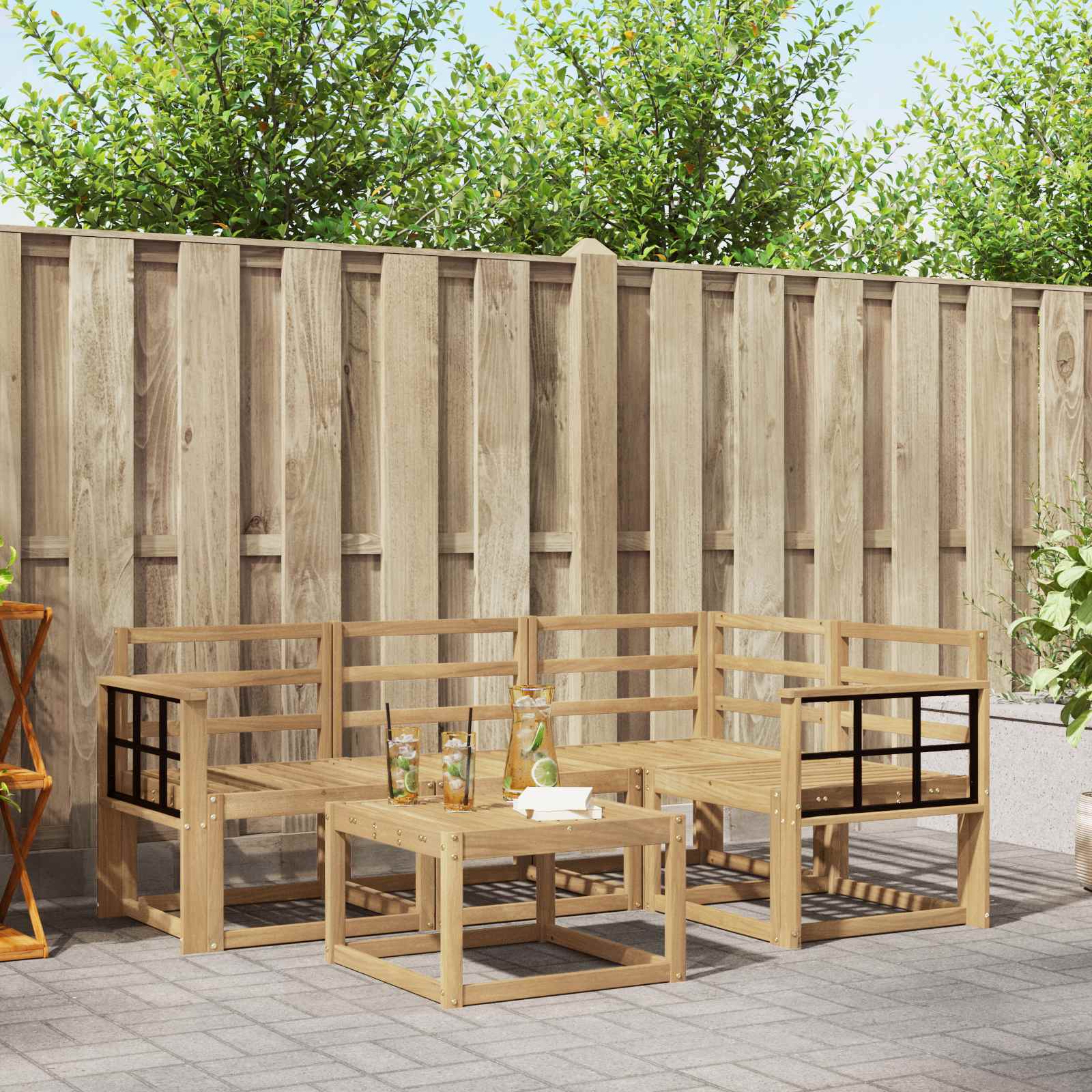 Outdoor-Sofagarnitur 5 pcs Weiß 59 x 59 x 37 cm