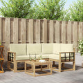 Outdoor-Sofagarnitur mit Kissen 5 pcs Weiß und Creme