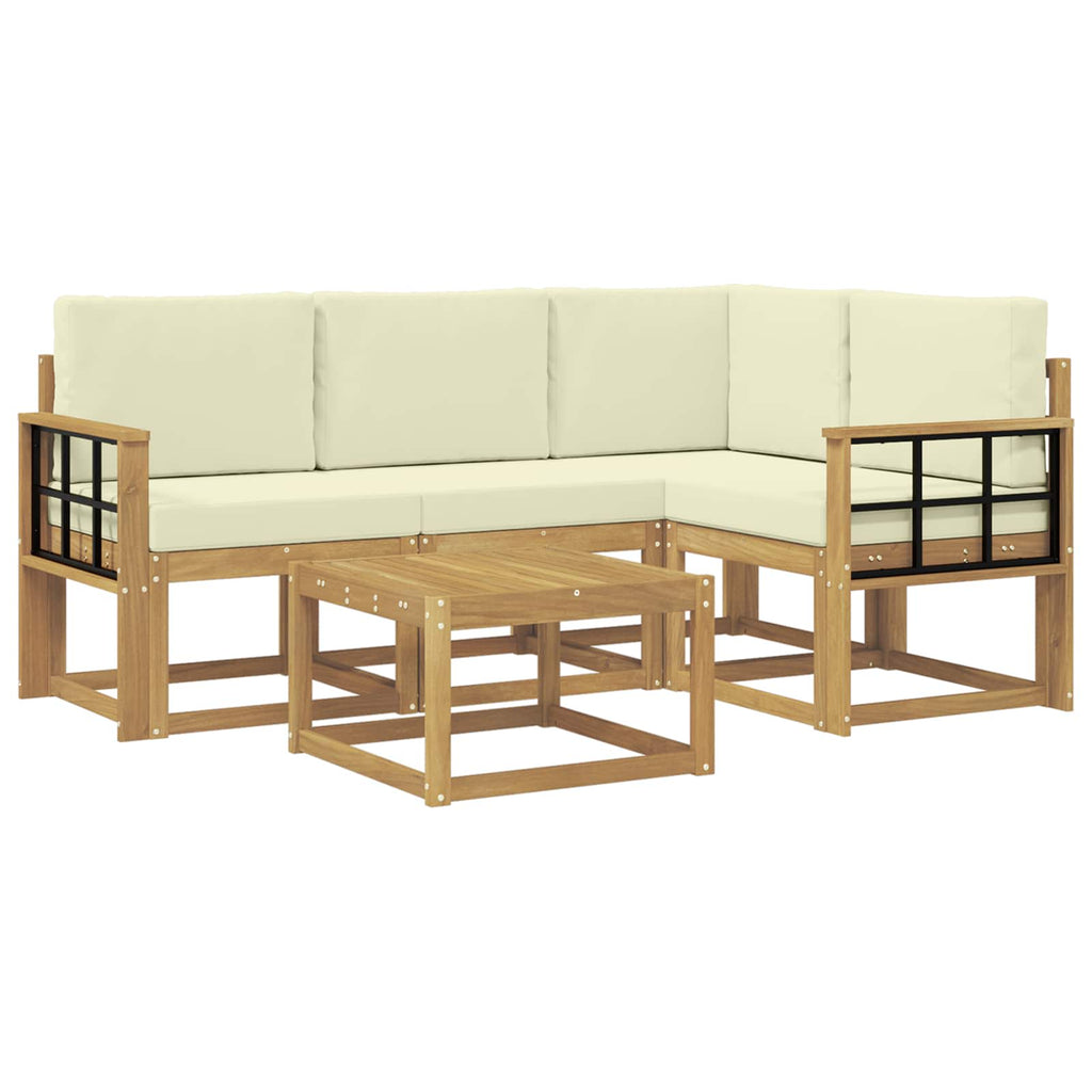 Outdoor-Sofagarnitur mit Kissen 5 pcs Weiß und Creme