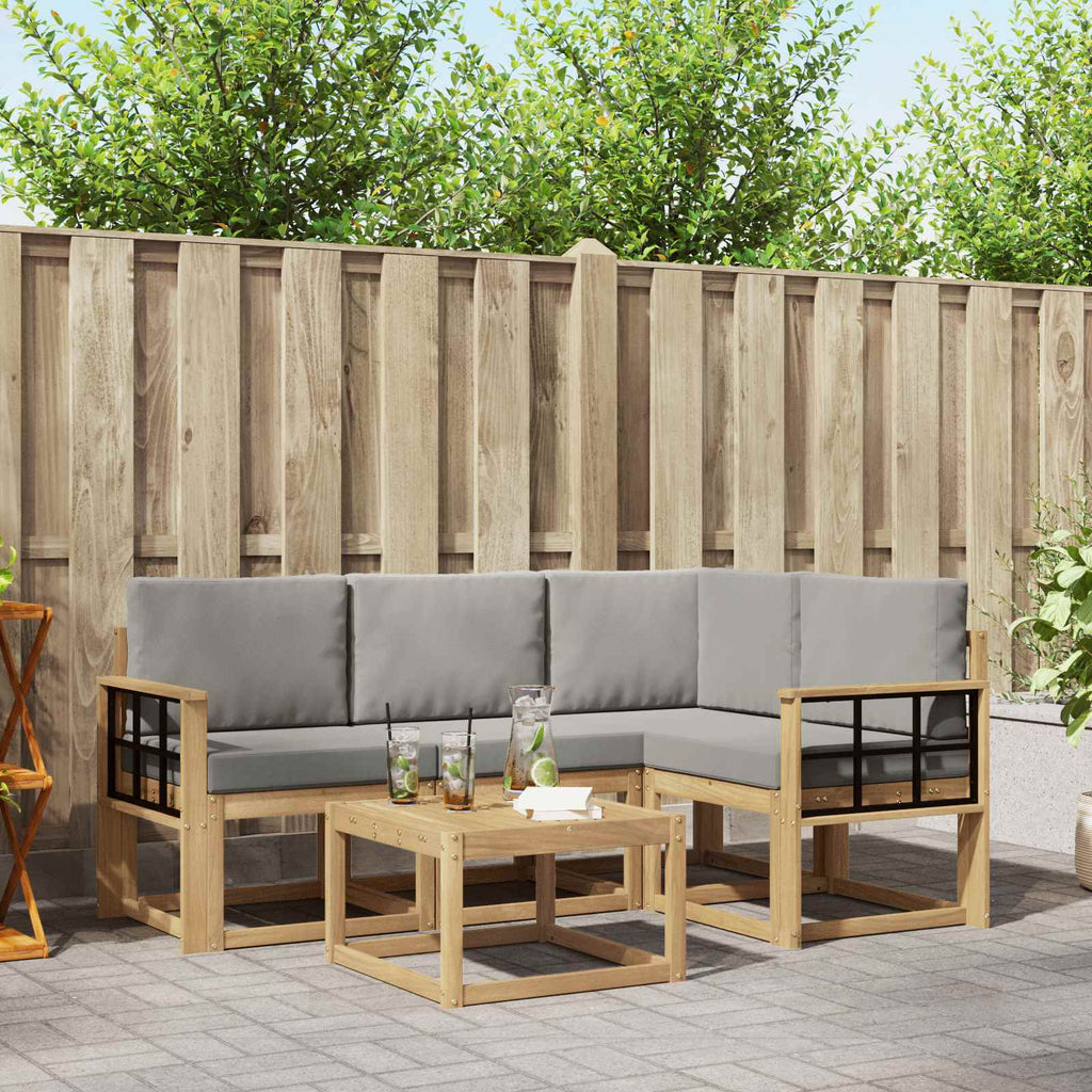 Outdoor-Sofagarnitur 5 pcs Weiß und Hellgrau 59 x 59 x 37 cm