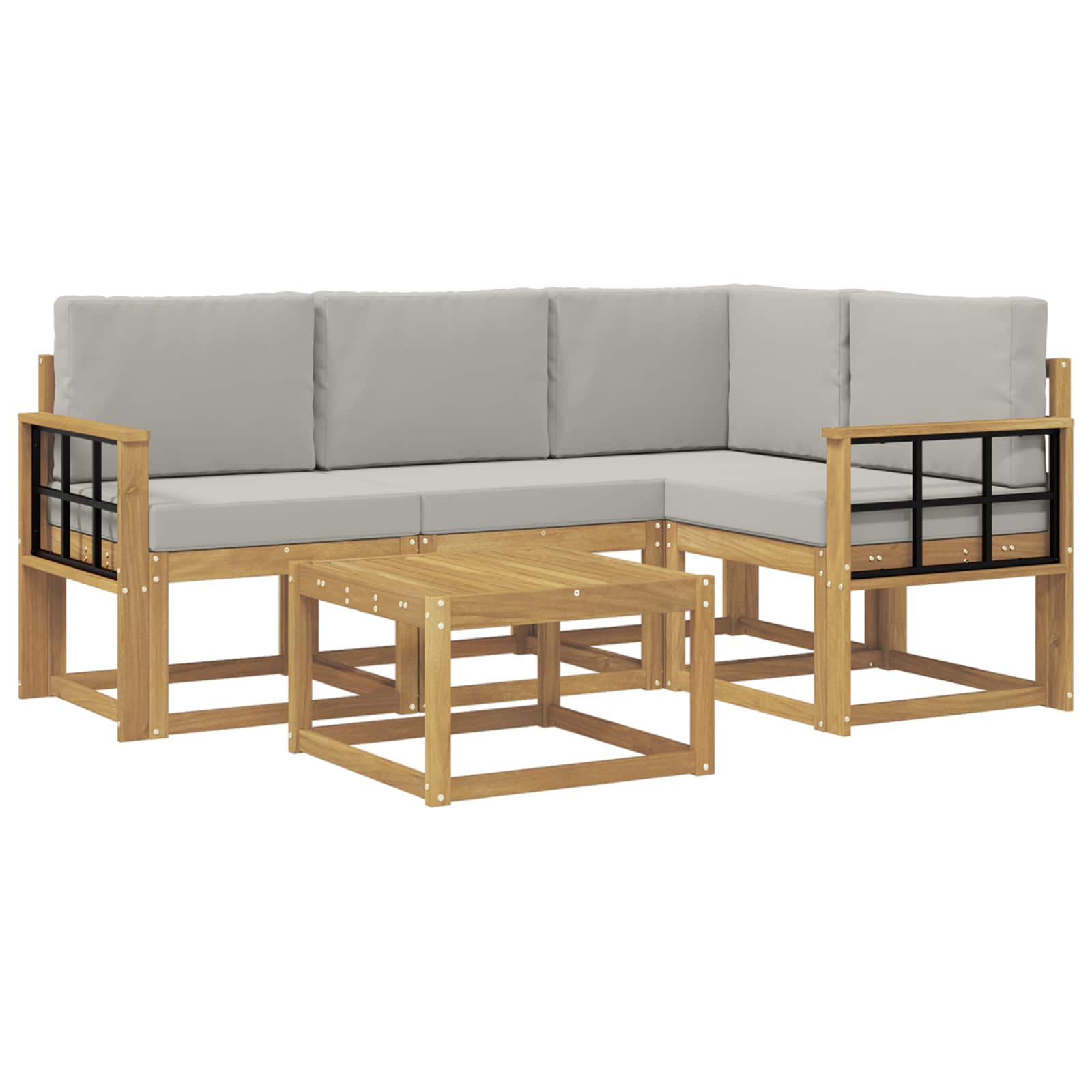 Outdoor-Sofagarnitur 5 pcs Weiß und Hellgrau 59 x 59 x 37 cm