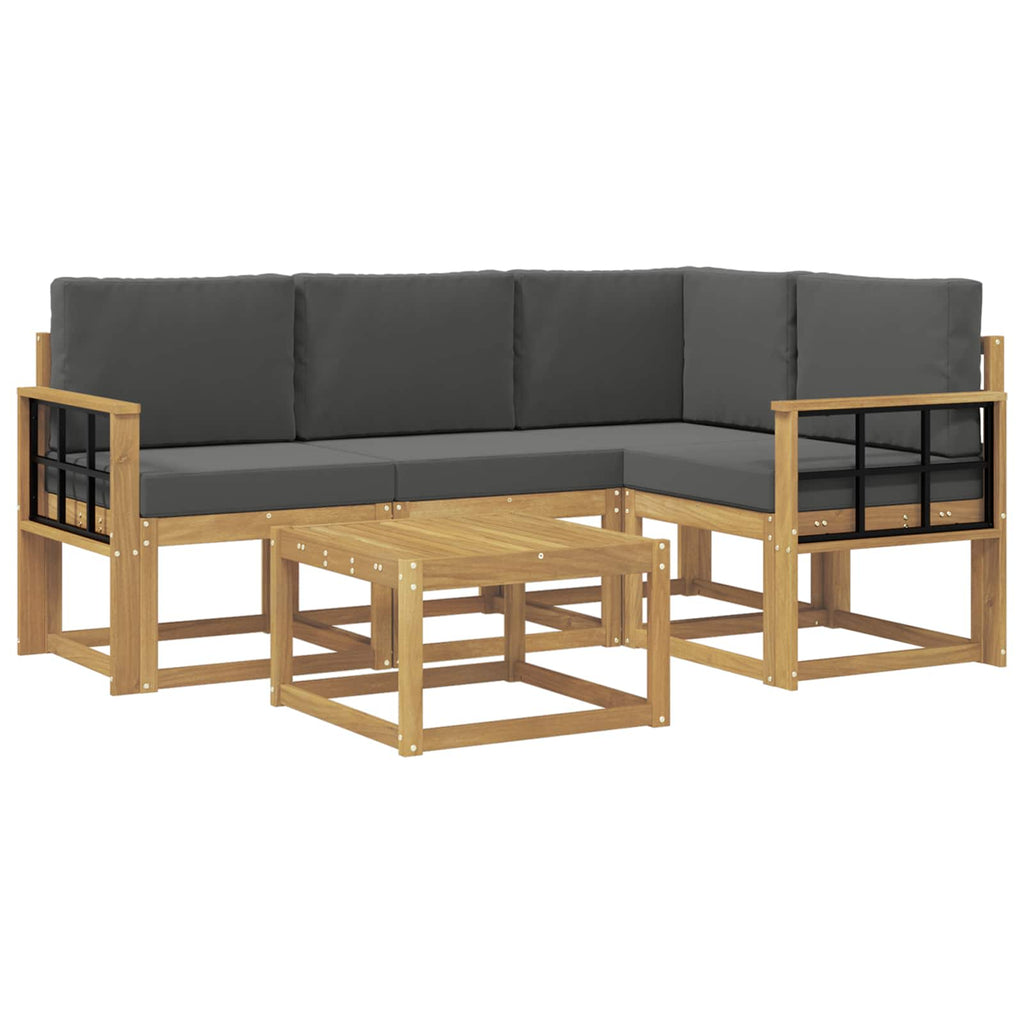 Outdoor-Sofagarnitur mit Kissen 5 pcs Weiß und Anthrazit