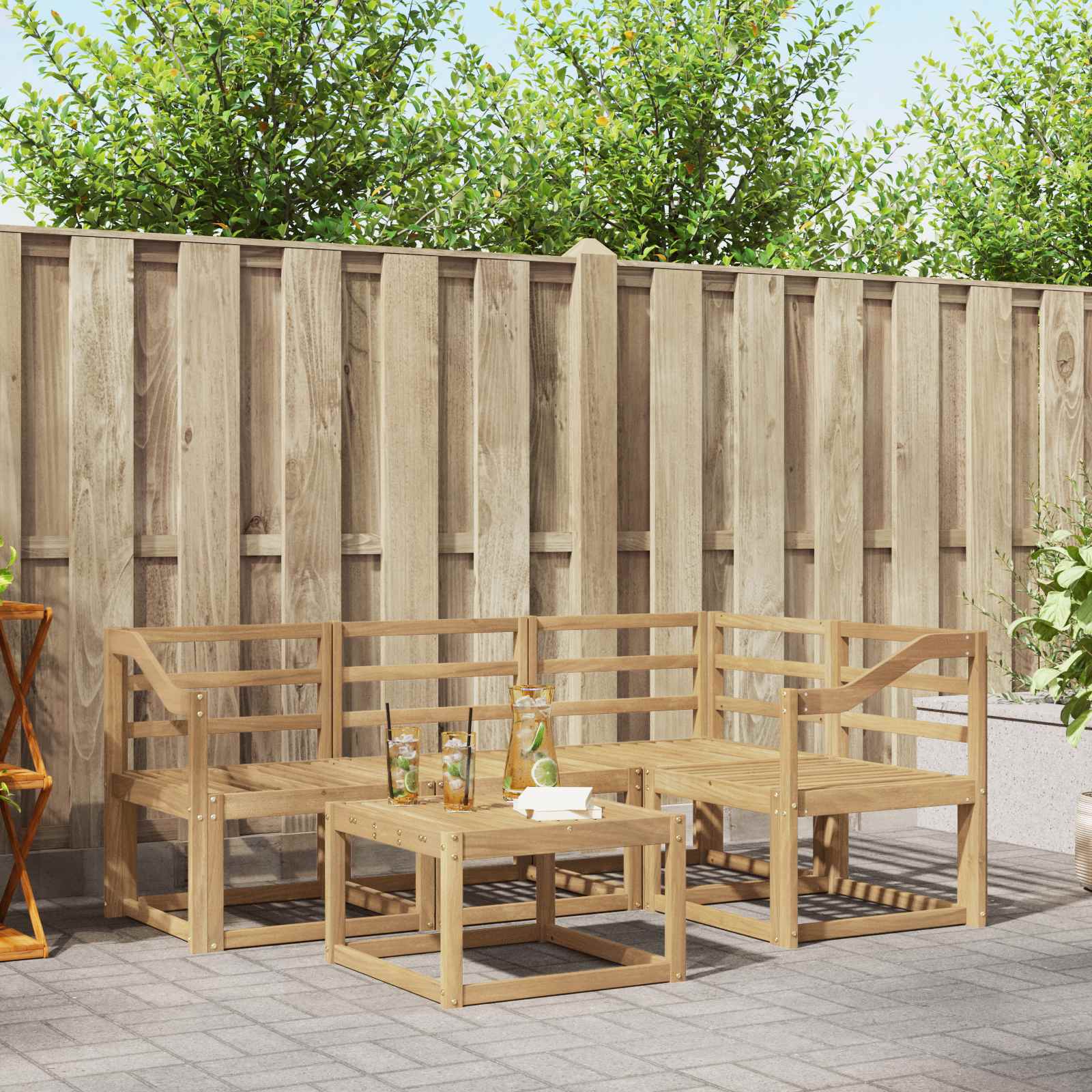 Outdoor-Sofagarnitur 5 pcs Weiß 59 x 59 x 37 cm