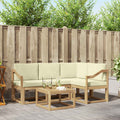 Outdoor-Sofagarnitur mit Kissen 5 pcs Weiß und Creme