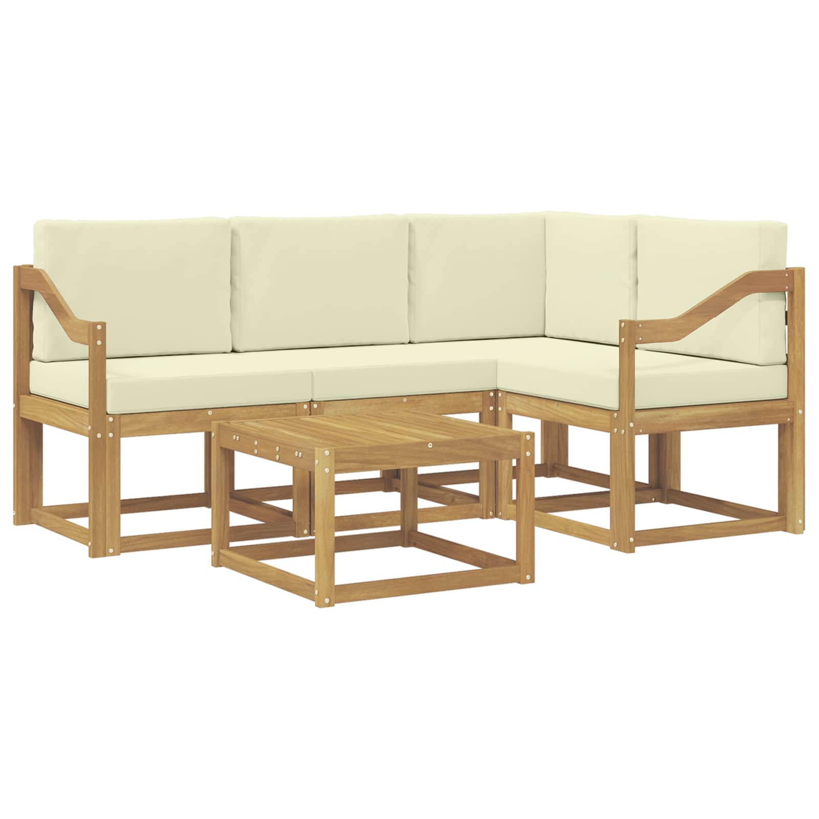 Outdoor-Sofagarnitur mit Kissen 5 pcs Weiß und Creme