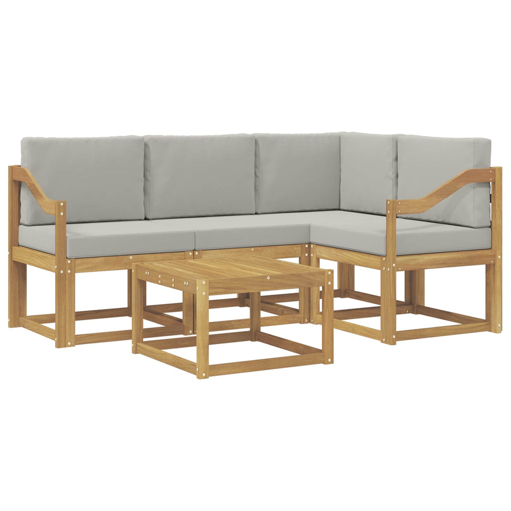 Outdoor-Sofagarnitur 5 pcs Weiß und Hellgrau 59 x 59 x 37 cm