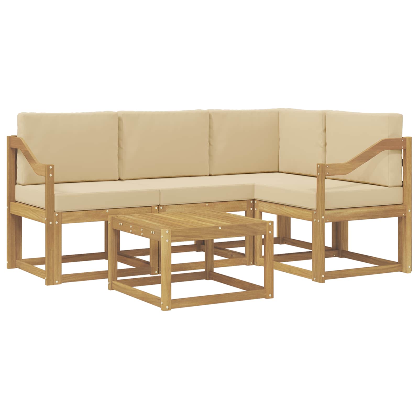 Outdoor-Sofagarnitur mit Kissen 5 pcs Weiß und Beige