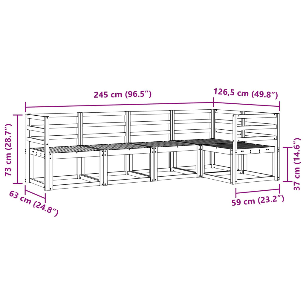 Outdoor-Sofagarnitur 5 pcs Weiß Massivholz Akazie