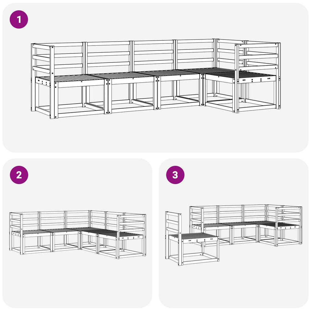 Outdoor-Sofagarnitur 5 pcs Weiß Massivholz Akazie