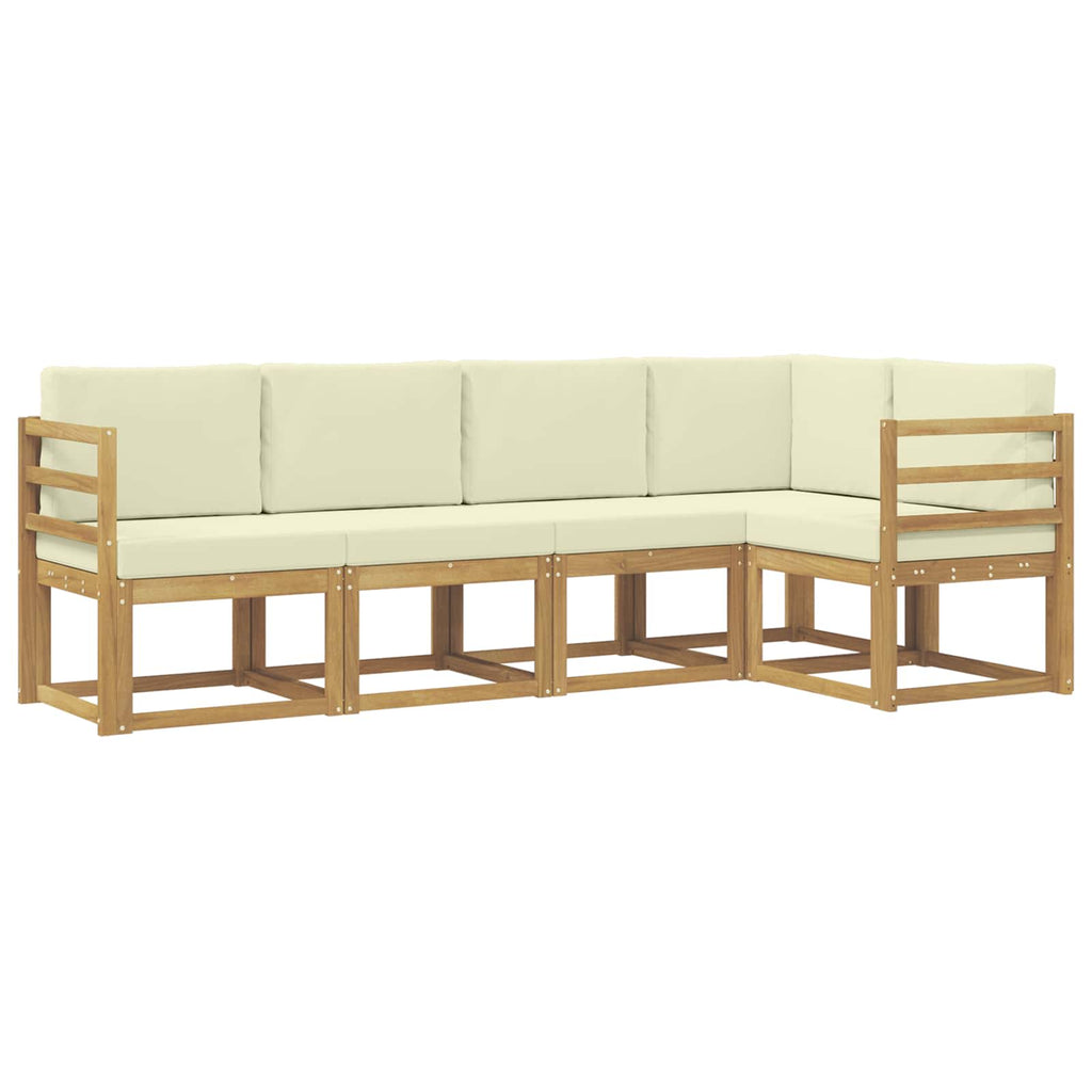Outdoor-Sofagarnitur mit Kissen 5 pcs Weiß und Creme