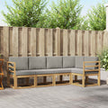 Outdoor-Sofagarnitur mit Kissen 5 pcs Weiß und Hellgrau