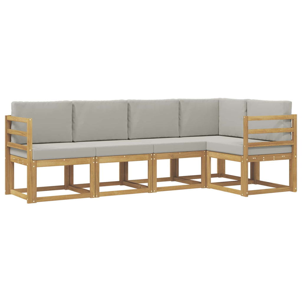 Outdoor-Sofagarnitur mit Kissen 5 pcs Weiß und Hellgrau