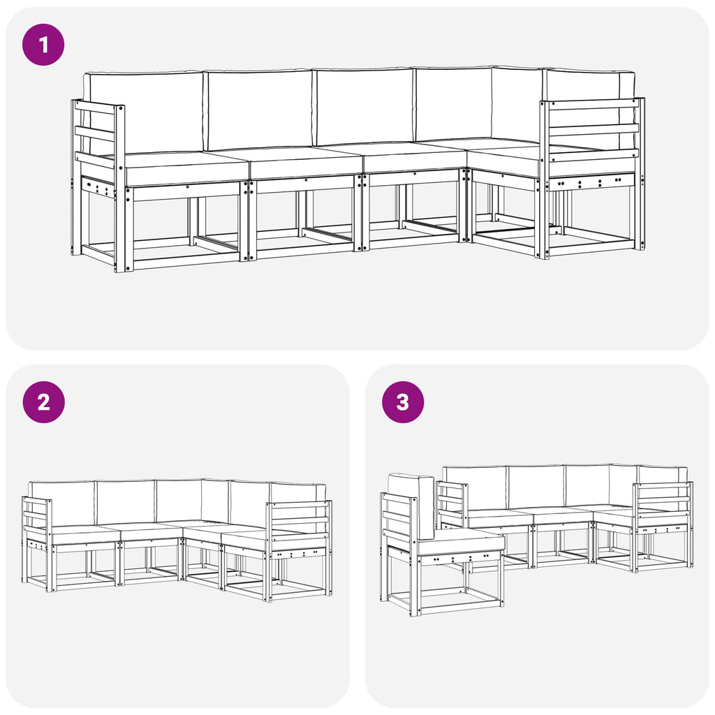 Outdoor-Sofagarnitur mit Kissen 5 pcs Weiß und Hellgrau