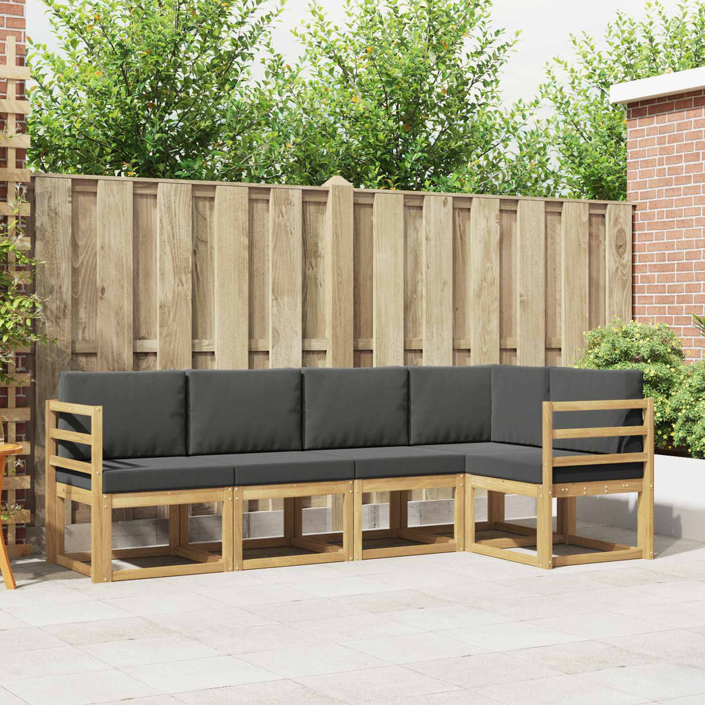 Outdoor-Sofagarnitur mit Kissen 5 pcs Weiß und Anthrazit