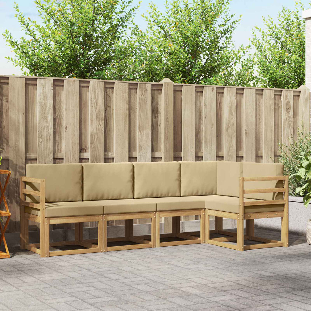 Outdoor-Sofagarnitur mit Kissen 5 pcs Weiß und Beige
