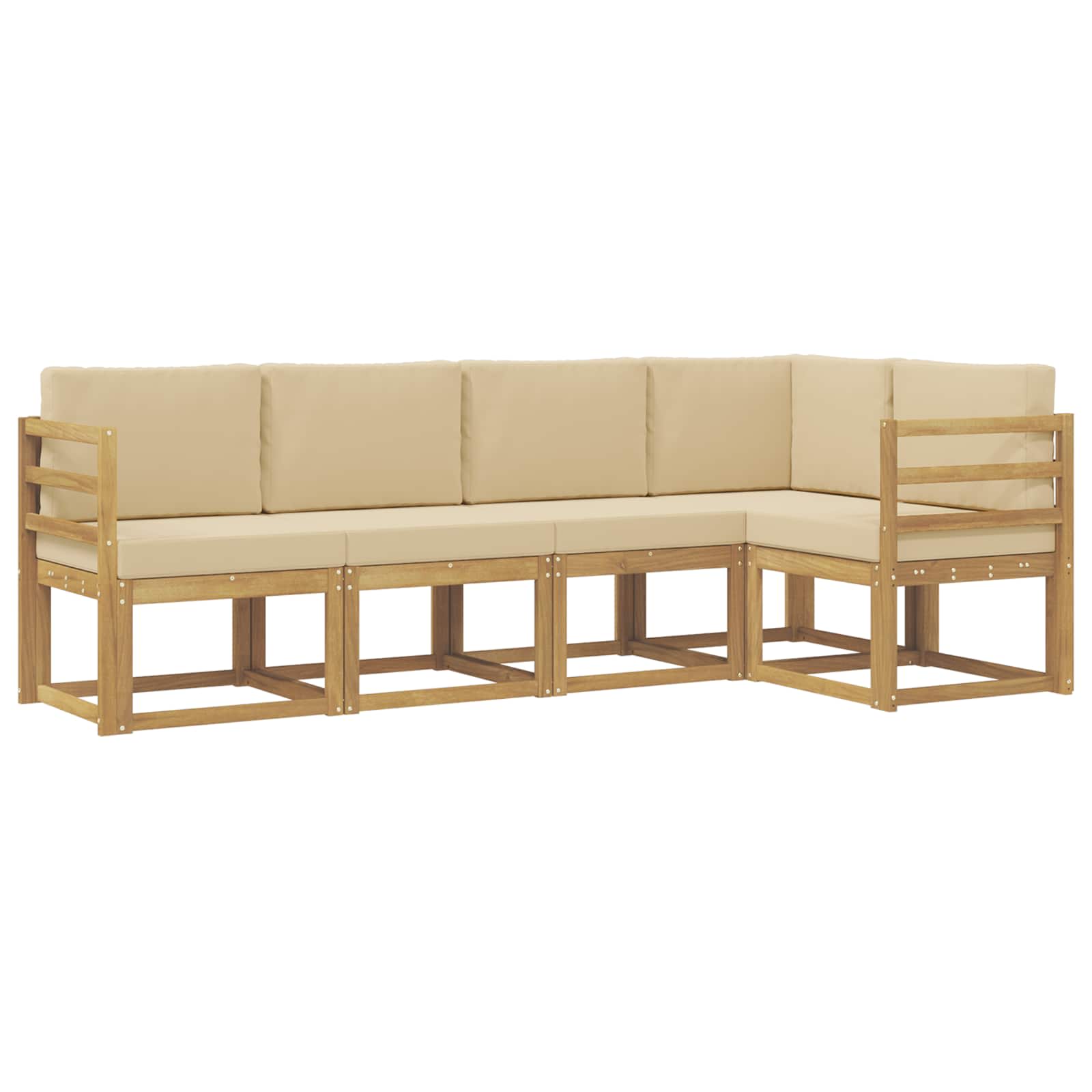Outdoor-Sofagarnitur mit Kissen 5 pcs Weiß und Beige