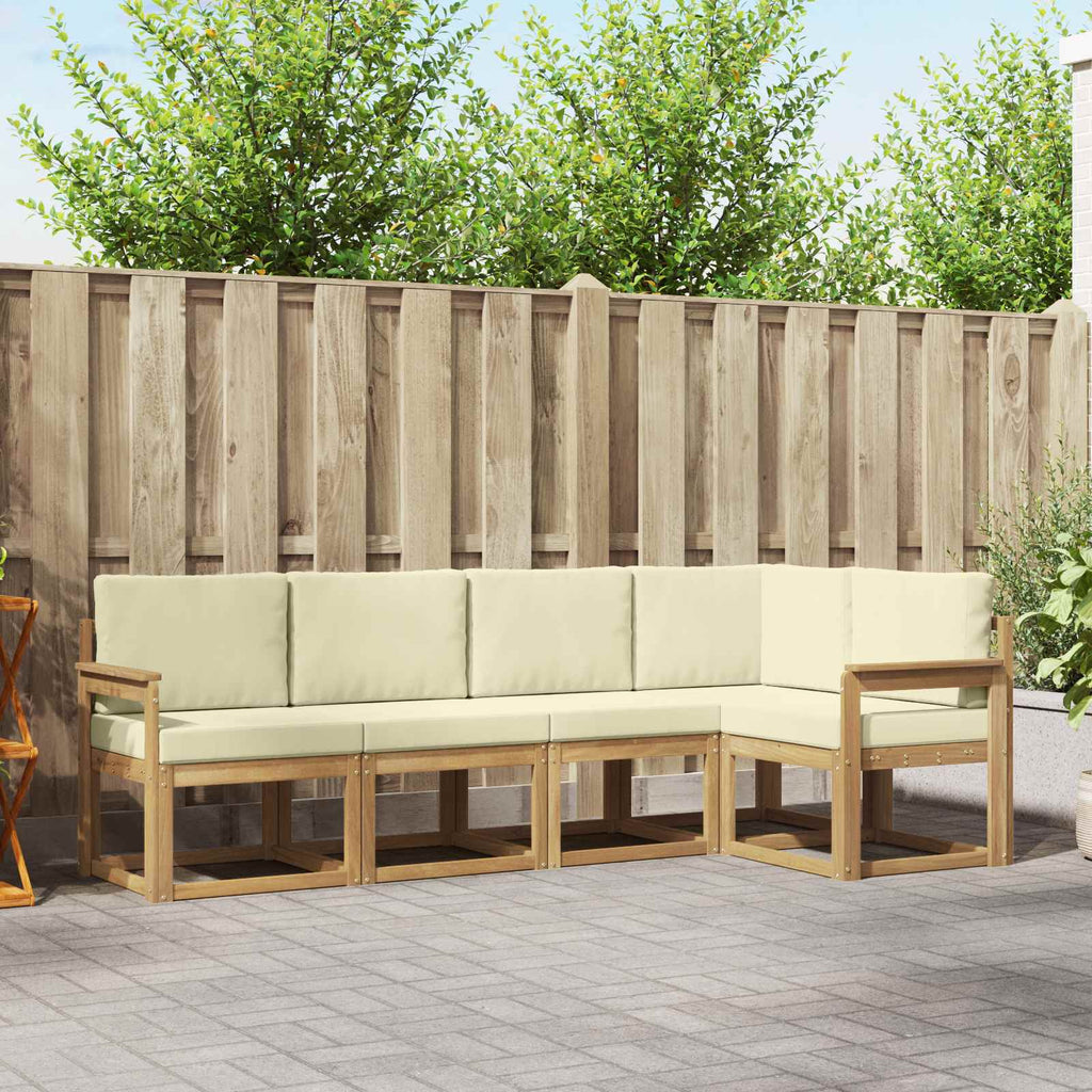 Outdoor-Sofagarnitur mit Kissen 5 pcs Weiß und Creme