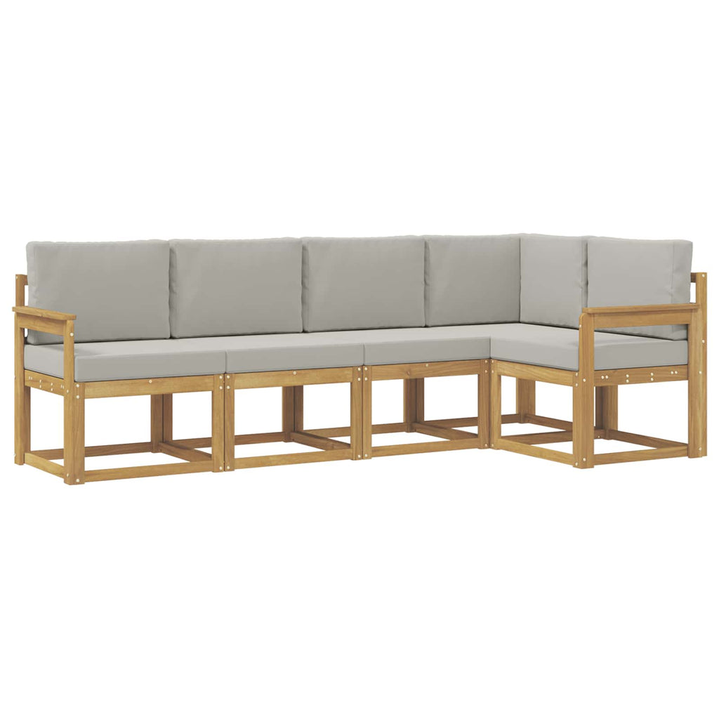 Outdoor-Sofagarnitur mit Kissen 5 pcs Weiß und Hellgrau