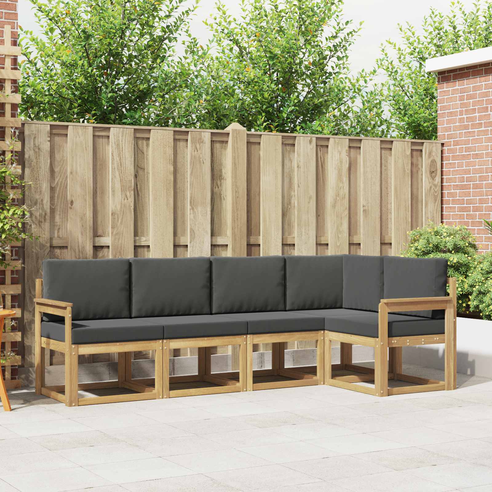 Outdoor-Sofagarnitur mit Kissen 5 pcs Weiß und Anthrazit