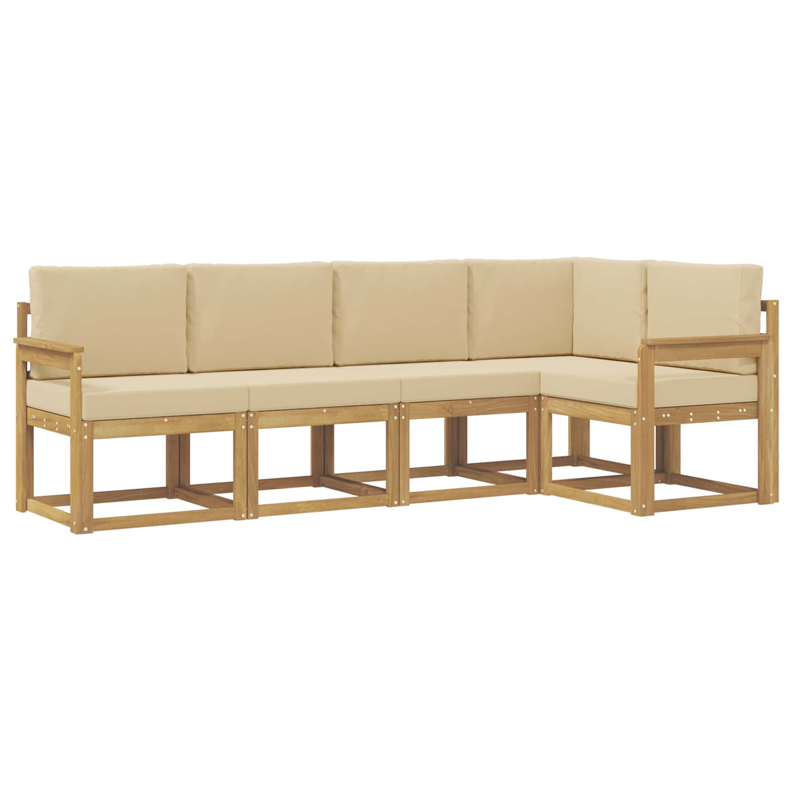 Outdoor-Sofagarnitur mit Kissen 5 pcs Weiß und Beige