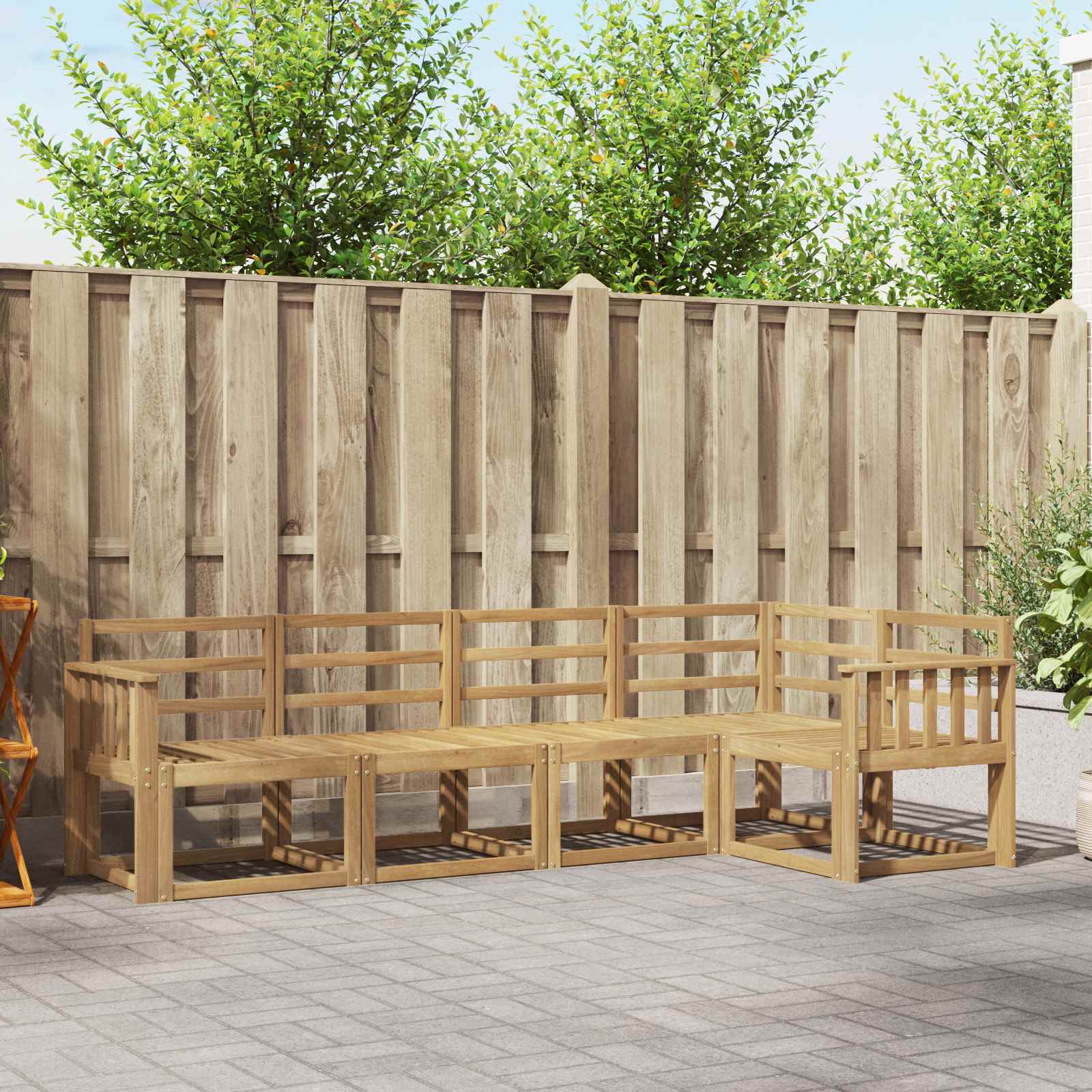 Outdoor-Sofagarnitur 5 pcs Weiß Massivholz Akazie