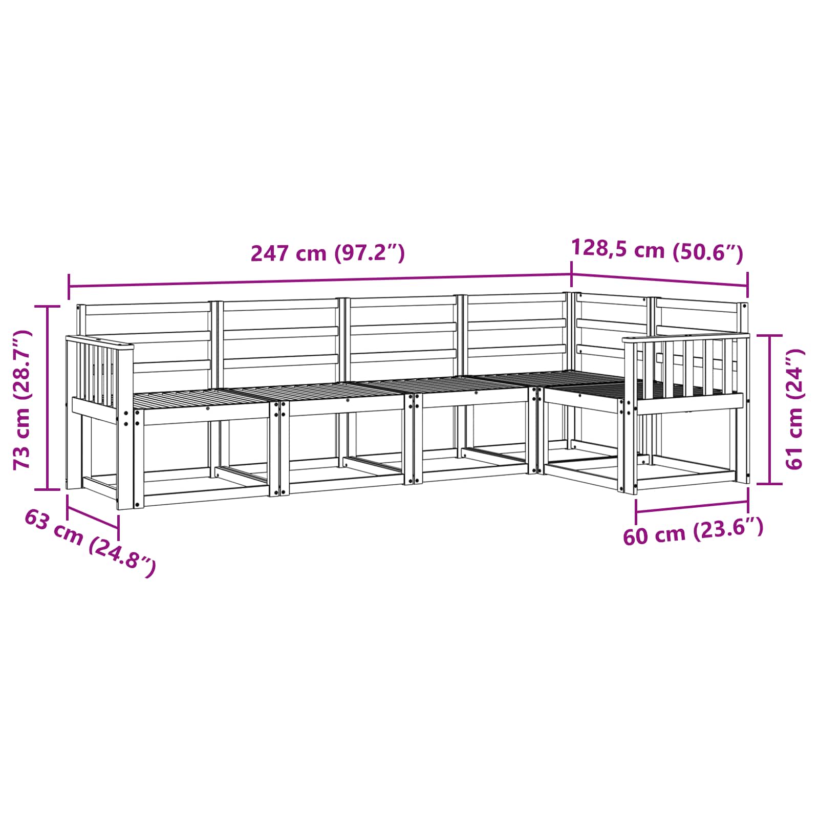 Outdoor-Sofagarnitur 5 pcs Weiß Massivholz Akazie