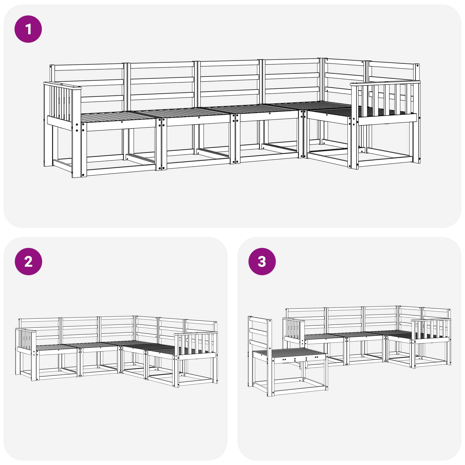 Outdoor-Sofagarnitur 5 pcs Weiß Massivholz Akazie