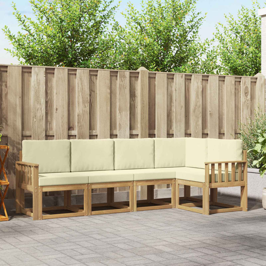 Outdoor-Sofagarnitur mit Kissen 5 pcs Weiß und Creme