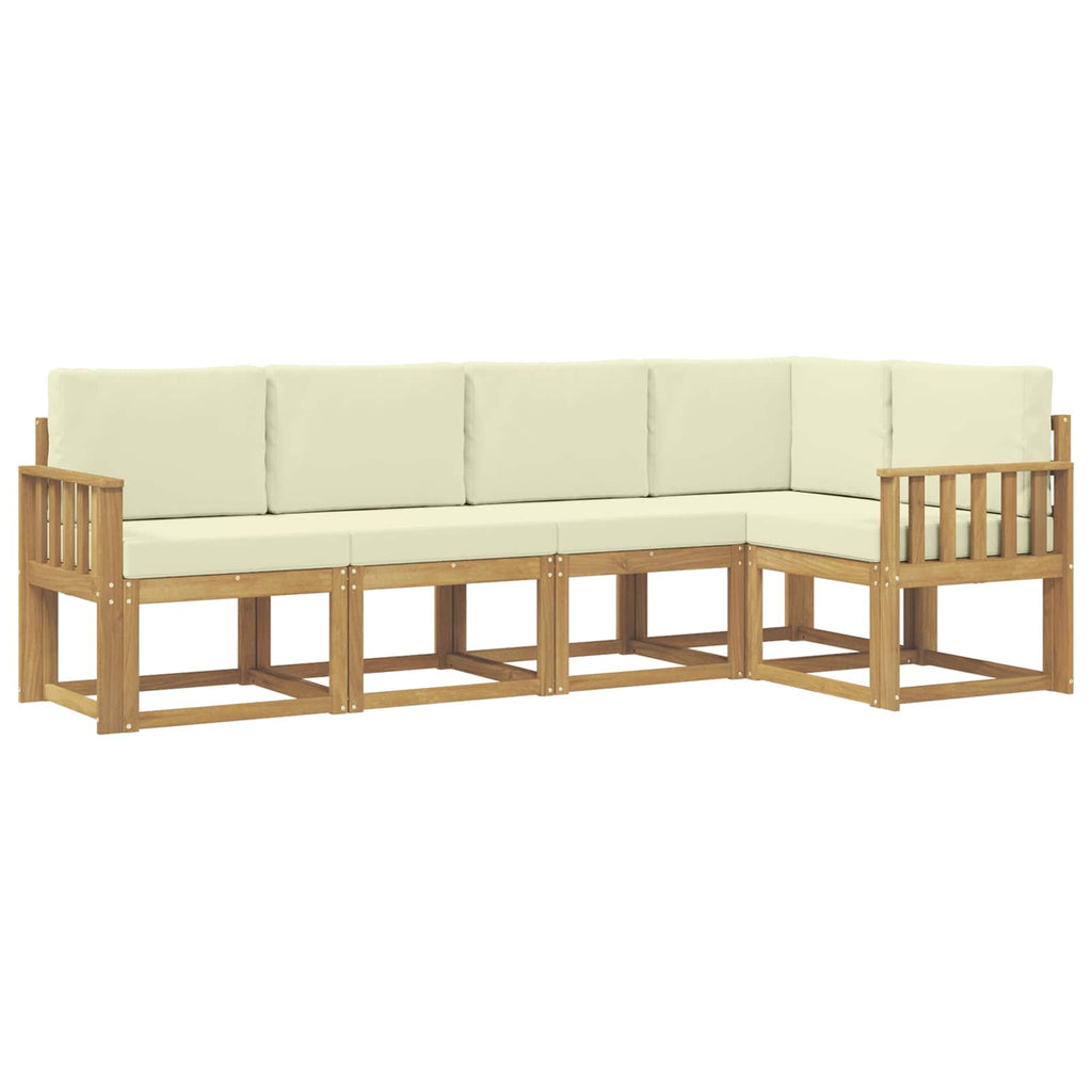 Outdoor-Sofagarnitur mit Kissen 5 pcs Weiß und Creme