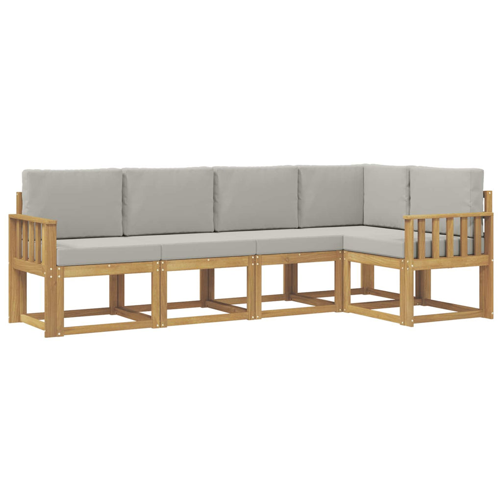 Outdoor-Sofagarnitur mit Kissen 5 pcs Weiß und Hellgrau