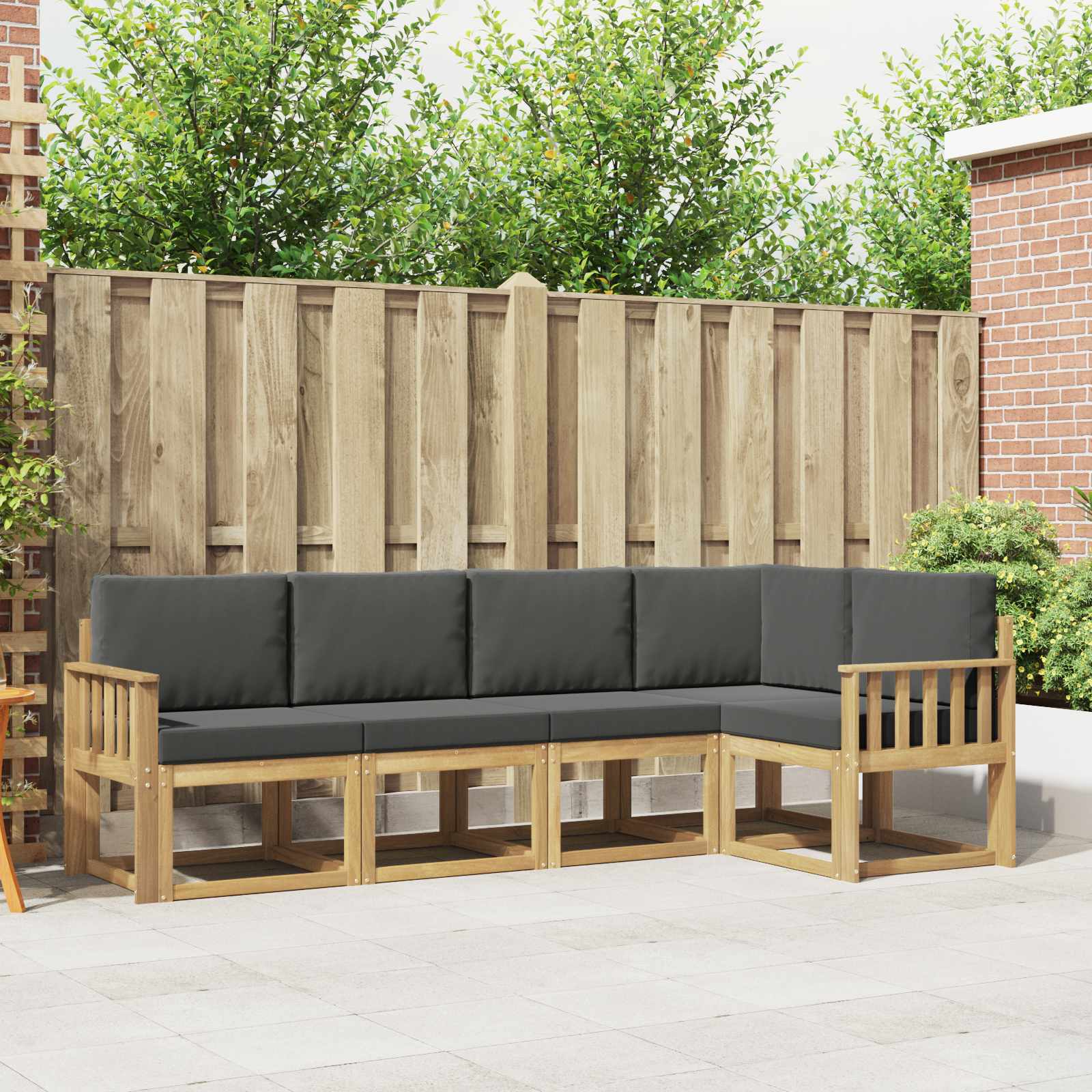 Outdoor-Sofagarnitur mit Kissen 5 pcs Weiß und Anthrazit