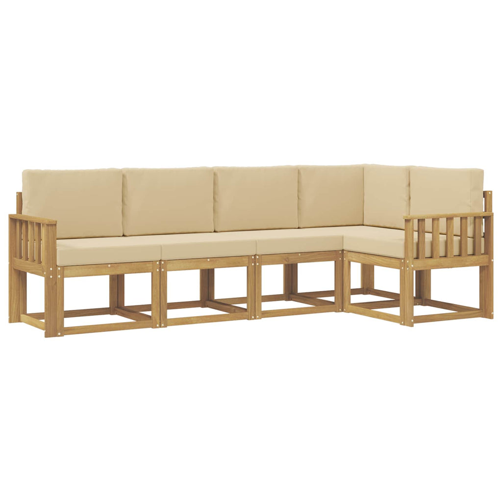 Outdoor-Sofagarnitur mit Kissen 5 pcs Weiß und Beige