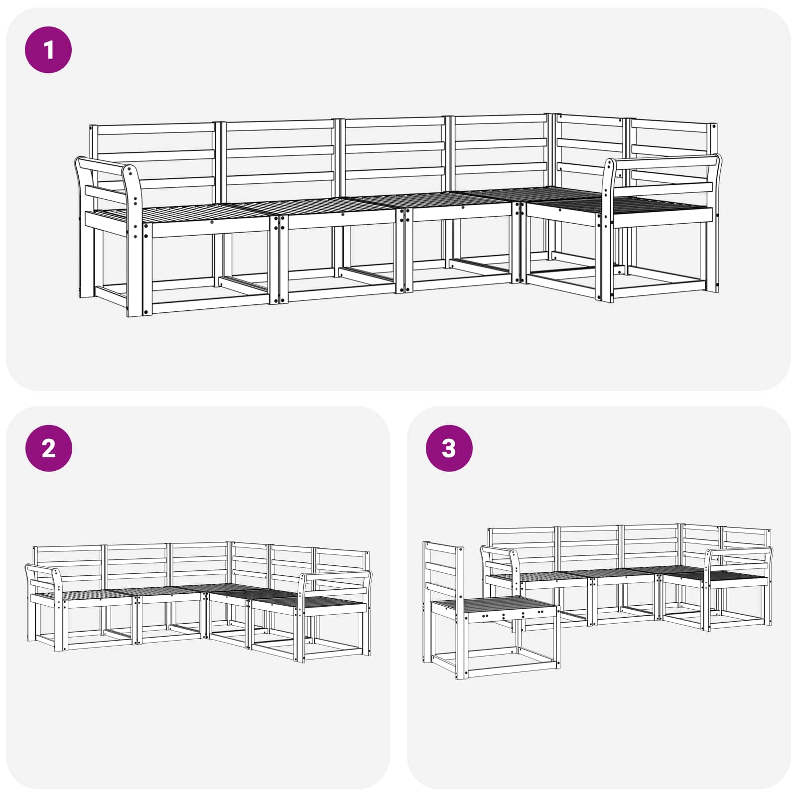 Outdoor-Sofagarnitur 5 pcs Weiß Massivholz Akazie