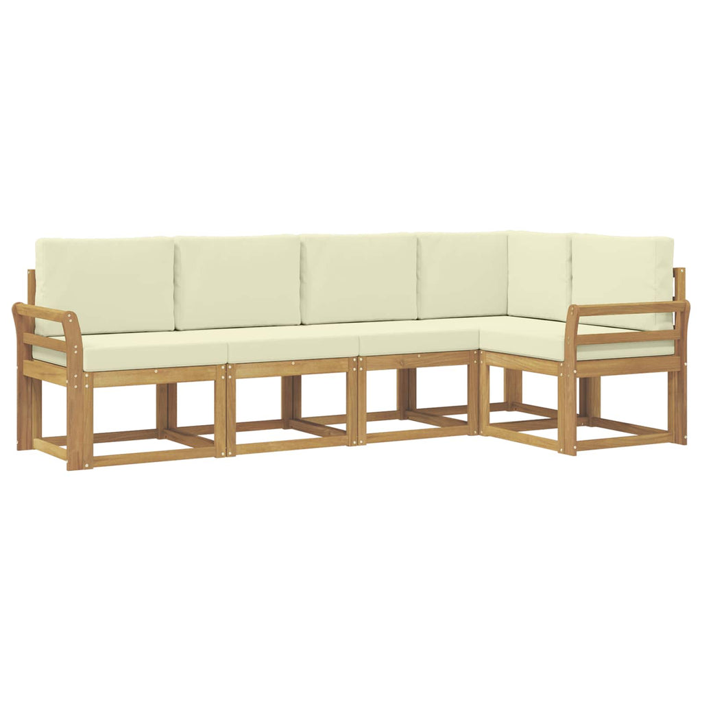 Outdoor-Sofagarnitur mit Kissen 5 pcs Weiß und Creme