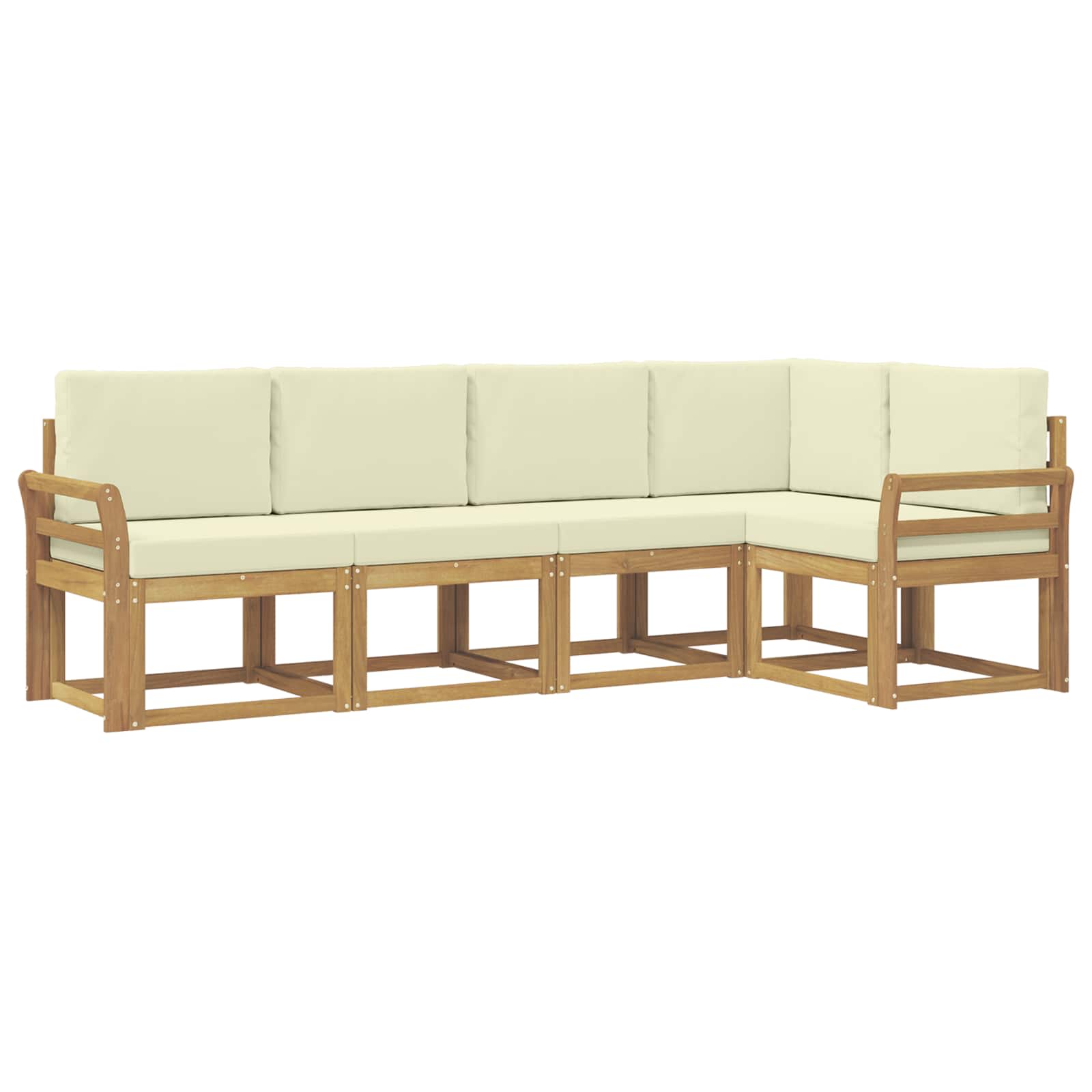 Outdoor-Sofagarnitur mit Kissen 5 pcs Weiß und Creme