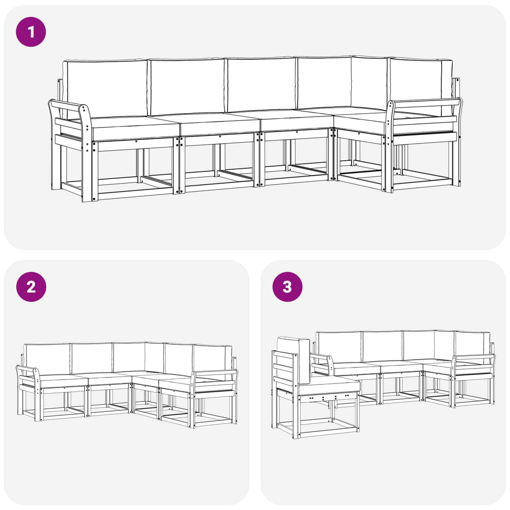 Outdoor-Sofagarnitur mit Kissen 5 pcs Weiß und Creme