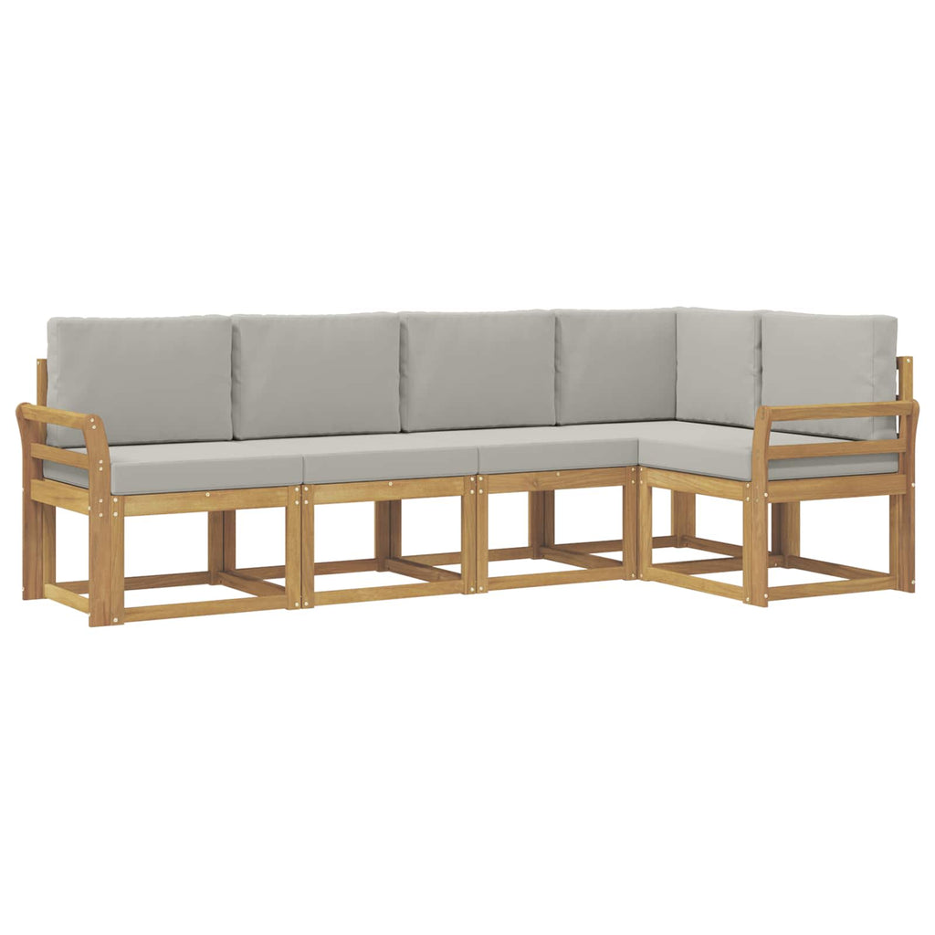 Outdoor-Sofagarnitur mit Kissen 5 pcs Weiß und Hellgrau