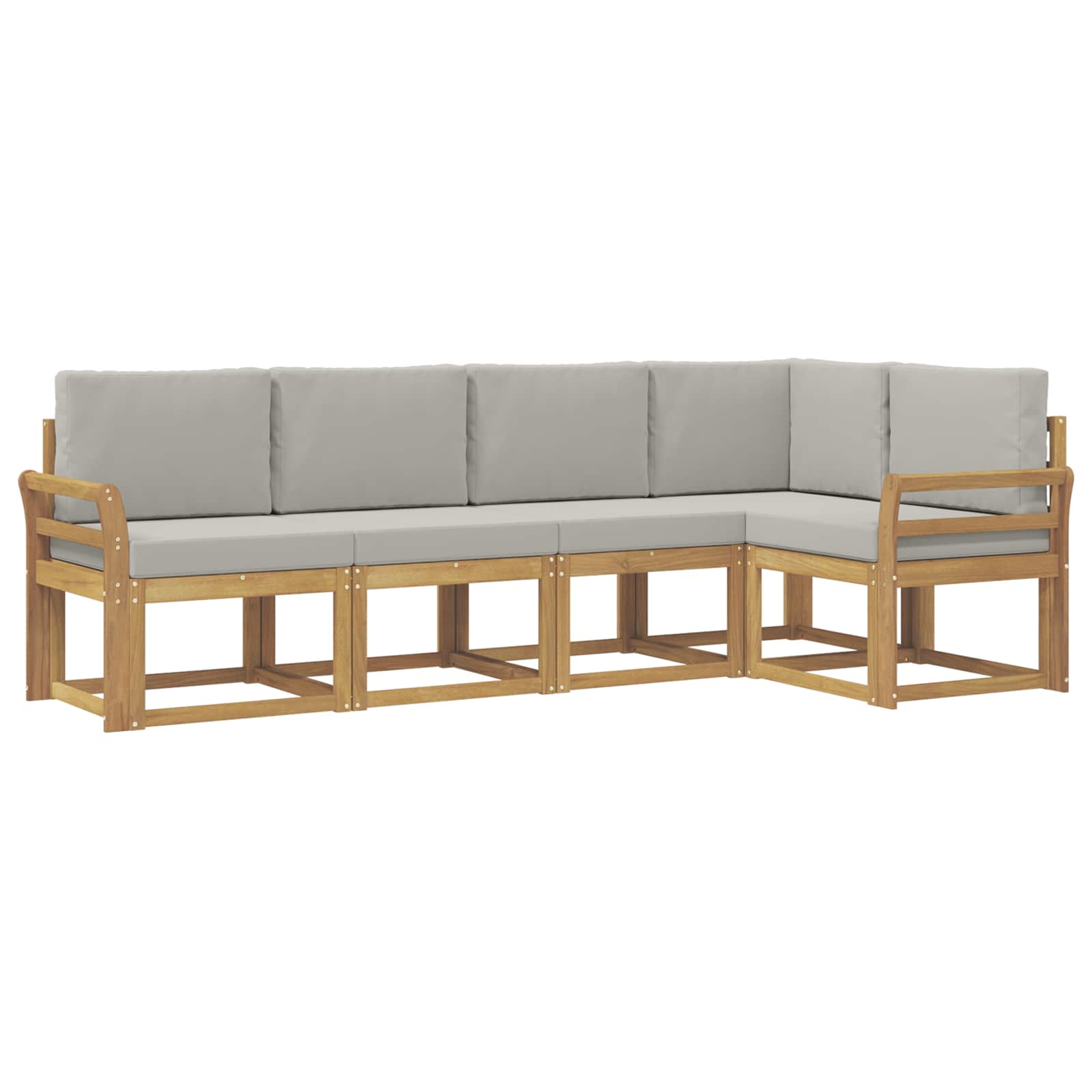 Outdoor-Sofagarnitur mit Kissen 5 pcs Weiß und Hellgrau