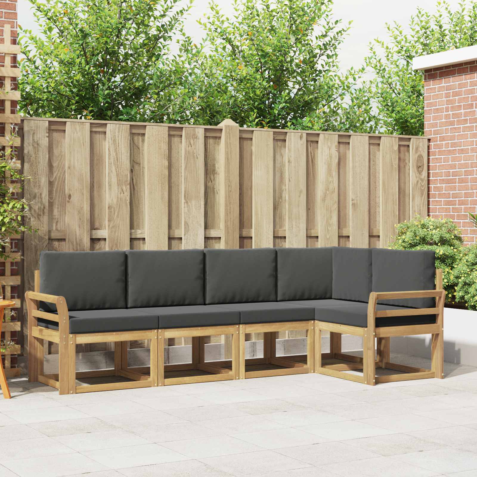 Outdoor-Sofagarnitur mit Kissen 5 pcs Weiß und Anthrazit