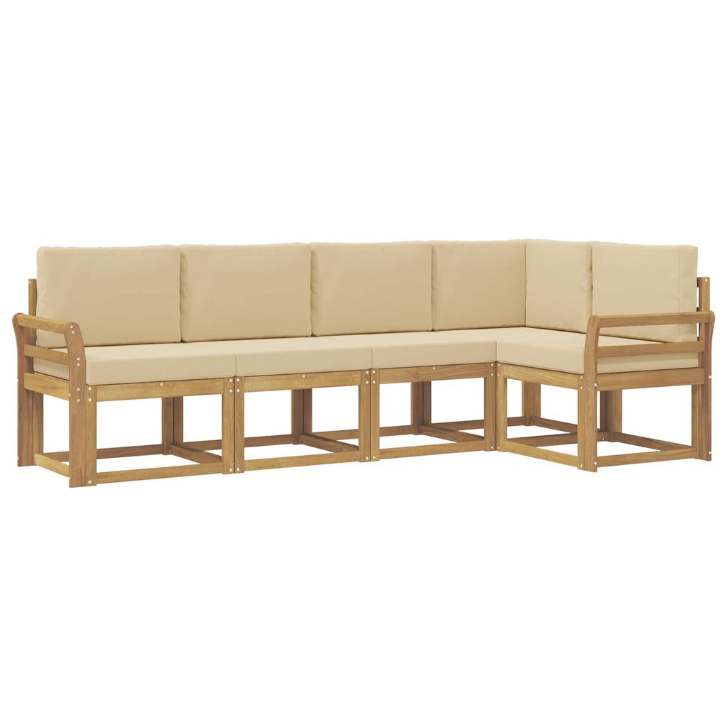 Outdoor-Sofagarnitur mit Kissen 5 pcs Weiß und Beige