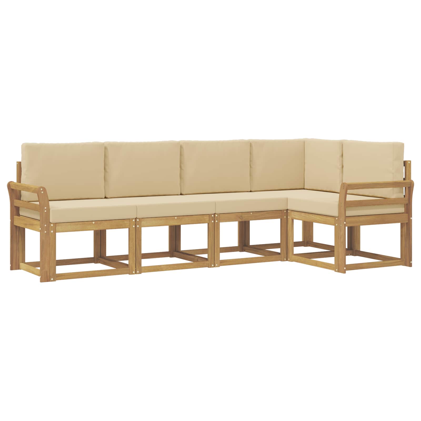 Outdoor-Sofagarnitur mit Kissen 5 pcs Weiß und Beige