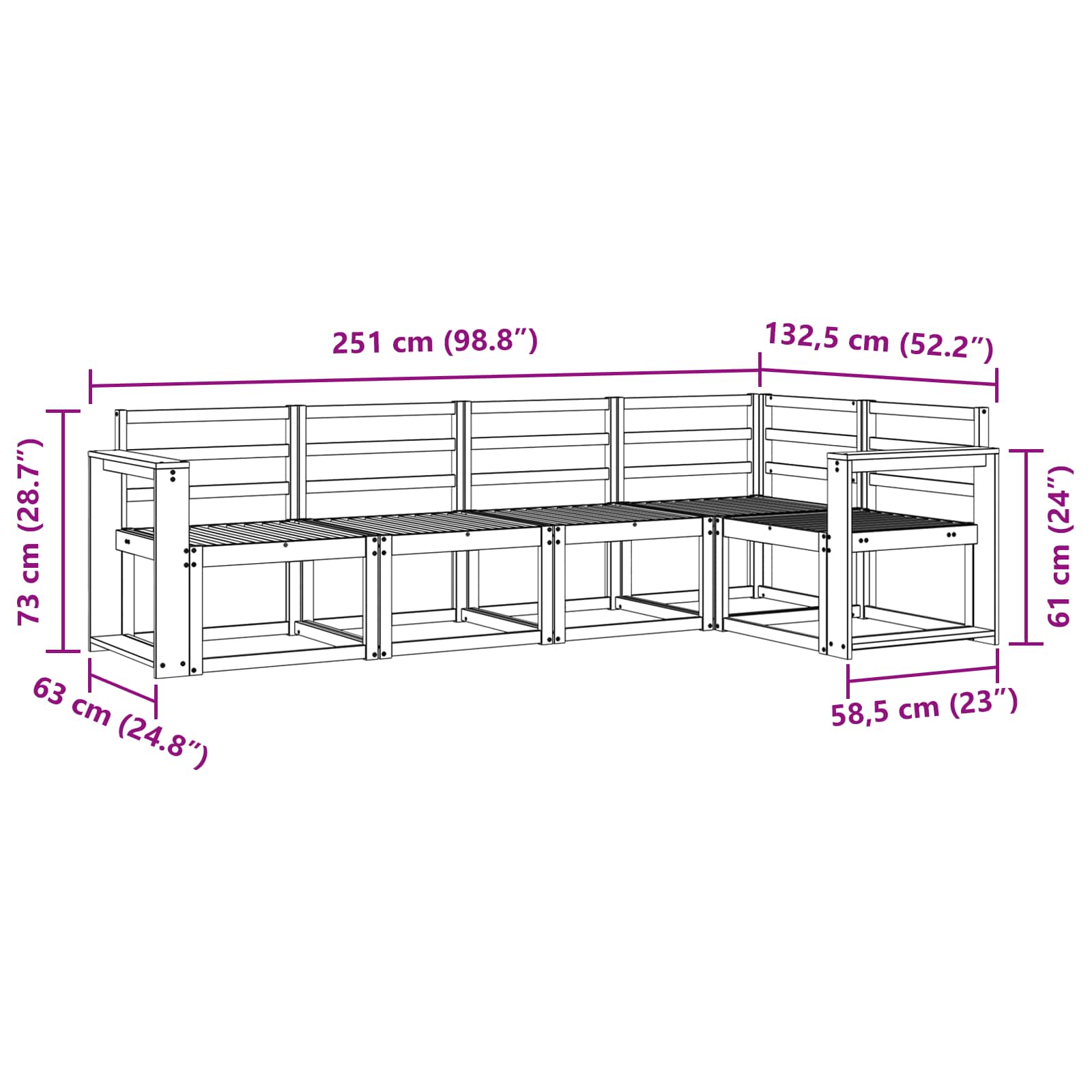 Outdoor-Sofagarnitur 5 pcs Weiß Massivholz Akazie
