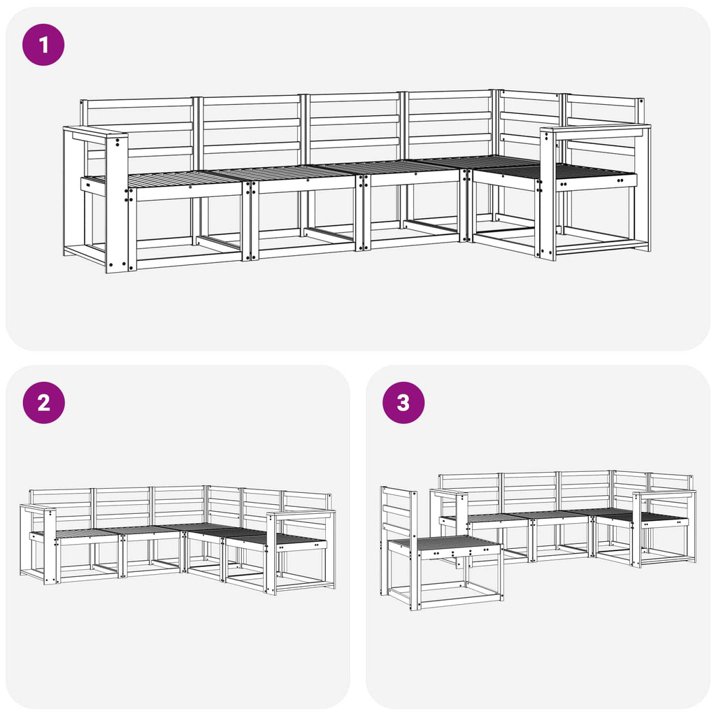 Outdoor-Sofagarnitur 5 pcs Weiß Massivholz Akazie