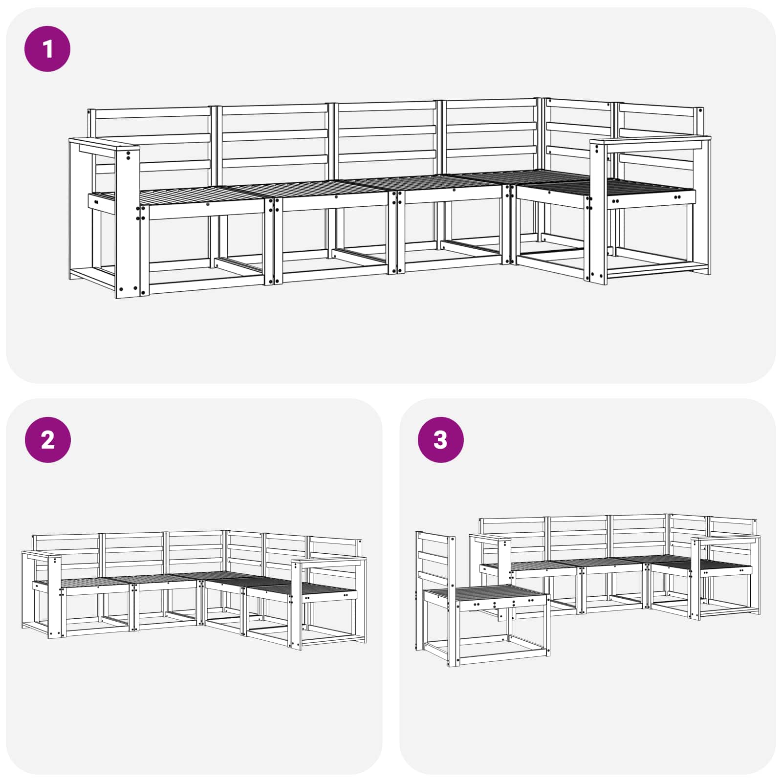 Outdoor-Sofagarnitur 5 pcs Weiß Massivholz Akazie